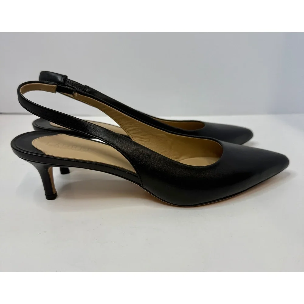 Lauren Ralph Lauren Lolah II Slingback Pump Black Burnished Calf Size 7 B